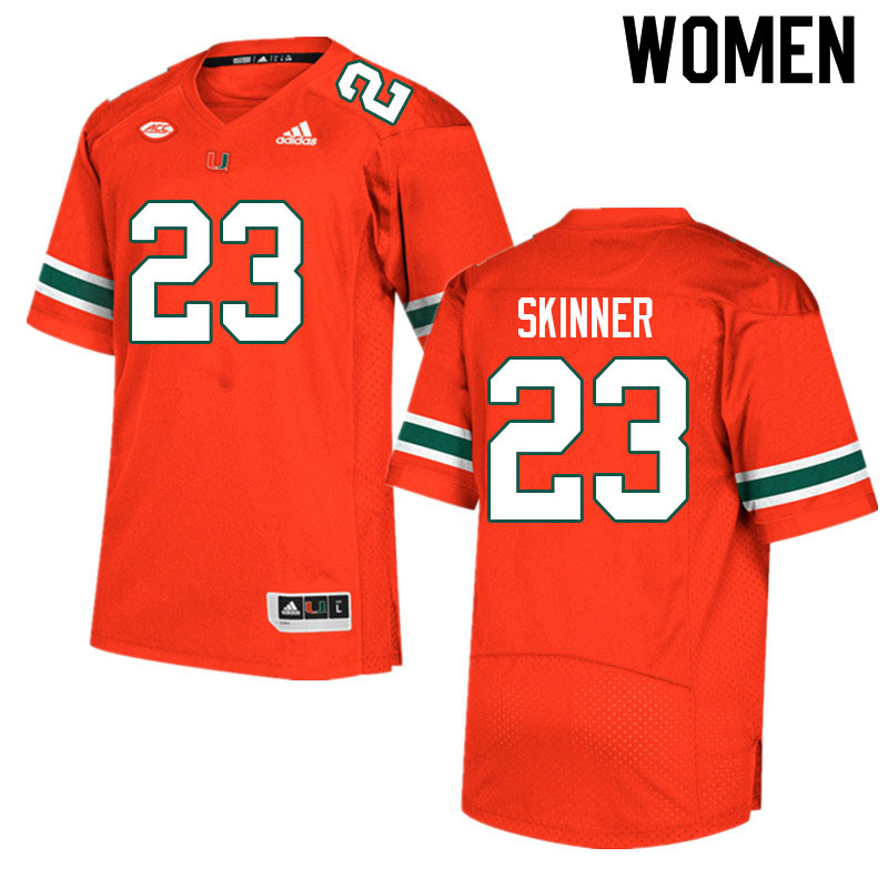 Women #23 Jaleel Skinner Miami Hurricanes College Football Jerseys Sale-Orange - Click Image to Close